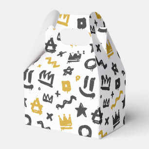 Graffiti Hip Hop Tags Black and Gold Rap Doodles Favor Boxes