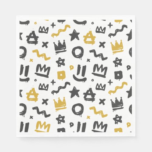 Graffiti Hip Hop Tags Black and Gold Rap Doodles Napkins