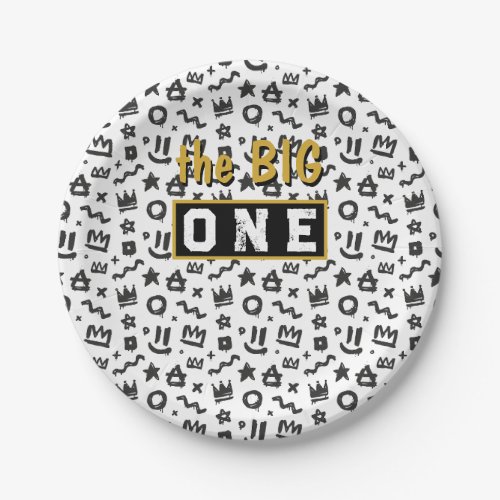 Graffiti Hip Hop Tags Black and Gold Rap Doodles Paper Plates