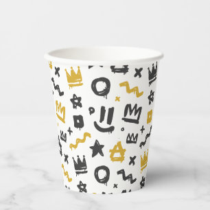 Graffiti Hip Hop Tags Black and Gold Rap Paper Cups