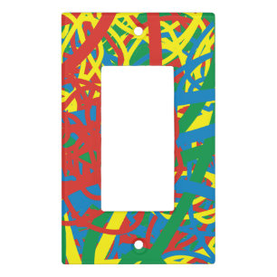 Graffiti Hot Mess Red Blue Yellow Green Scribble Light Switch Cover