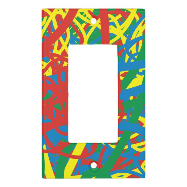 Graffiti Hot Mess Red Blue Yellow Green Scribble Light Switch Cover (Front)