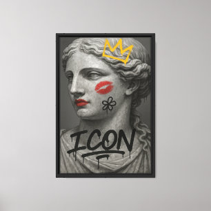 Graffiti Iconic Goddess Bust with Lipstick Canvas Print