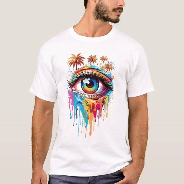 Graffiti illustration of colorful eye T-Shirt (Front)