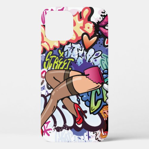 Graffiti illustration with street graffiti letters iPhone 12 case