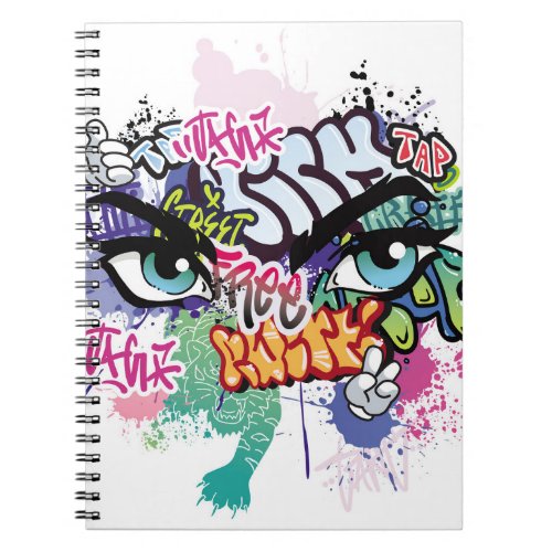 Graffiti illustration with street graffiti letters notebook