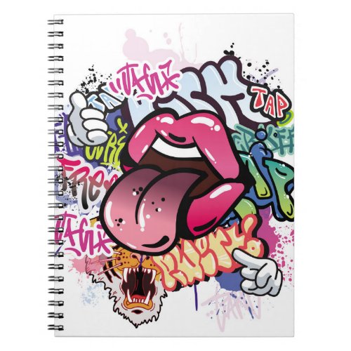 Graffiti illustration with street graffiti letters notebook