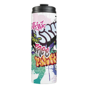 Graffiti illustration with street graffiti letters thermal tumbler