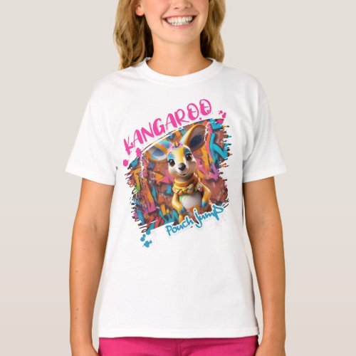 Graffiti_inspired Kangaroo Girl T_Shirt