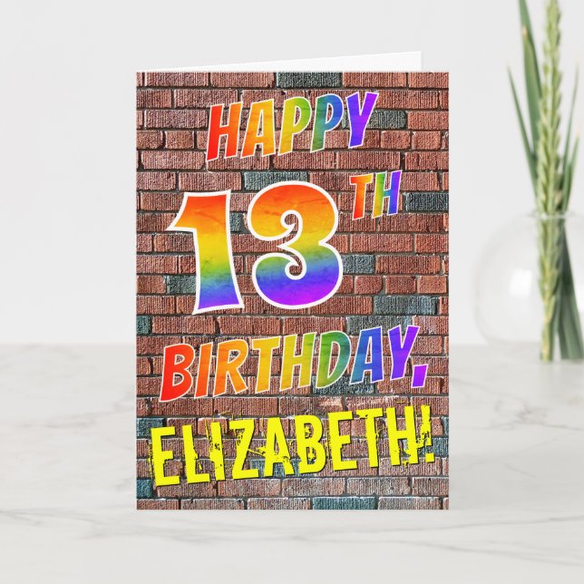 Graffiti Inspired Rainbow Look HAPPY 13TH BIRTHDAY Card (Front)