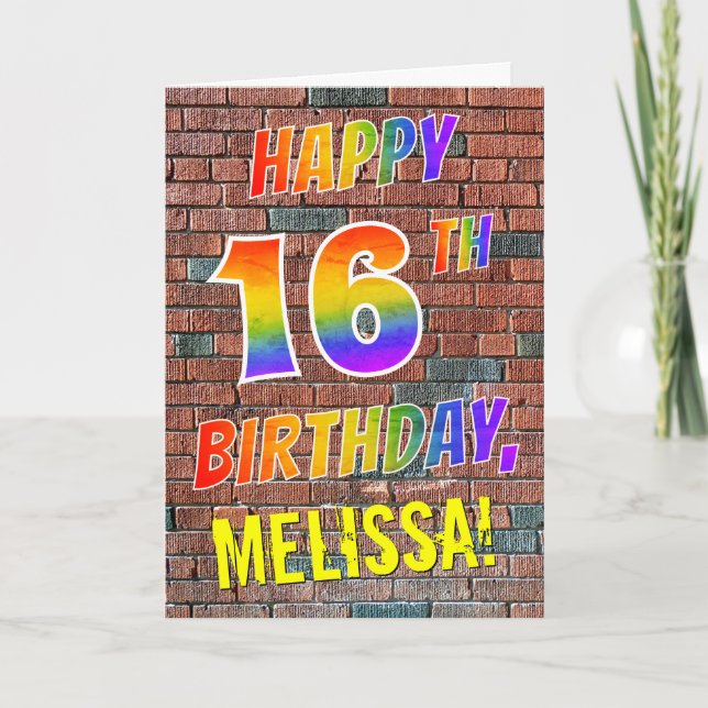 Graffiti Inspired Rainbow Look HAPPY 16TH BIRTHDAY Card (Front)