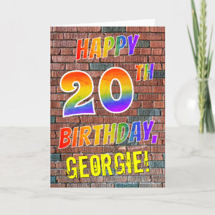 Graffiti Inspired Rainbow Look HAPPY 20TH BIRTHDAY Card