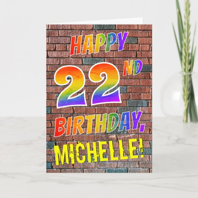 Graffiti Inspired Rainbow Look HAPPY 22ND BIRTHDAY Card (Front)