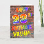 [ Thumbnail: Graffiti Inspired Rainbow Look Happy 23rd Birthday Card ]