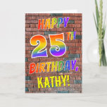 [ Thumbnail: Graffiti Inspired Rainbow Look Happy 25th Birthday Card ]