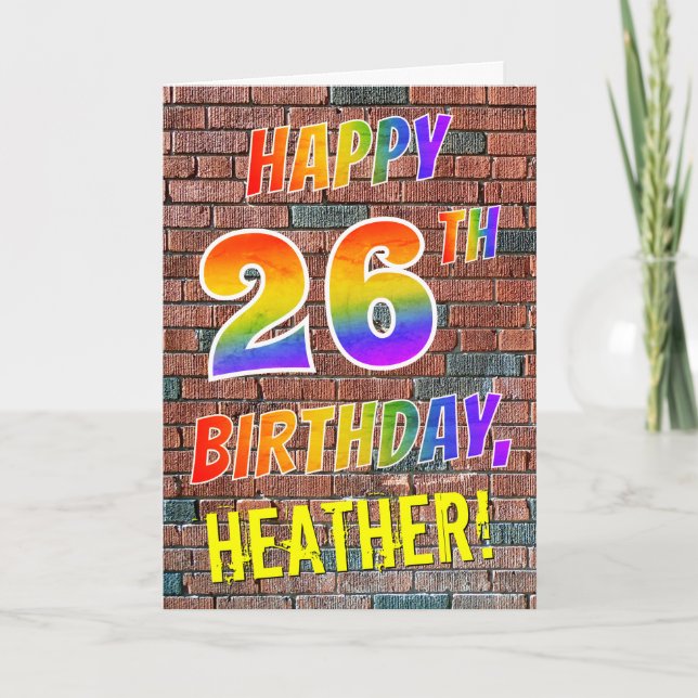 Graffiti Inspired Rainbow Look HAPPY 26TH BIRTHDAY Card (Front)