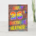 [ Thumbnail: Graffiti Inspired Rainbow Look Happy 26th Birthday Card ]