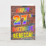 [ Thumbnail: Graffiti Inspired Rainbow Look Happy 27th Birthday Card ]