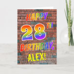 [ Thumbnail: Graffiti Inspired Rainbow Look Happy 28th Birthday Card ]