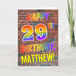 [ Thumbnail: Graffiti Inspired Rainbow Look Happy 29th Birthday Card ]