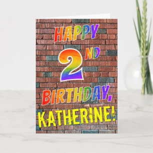 Graffiti Inspired Rainbow Look HAPPY 2ND BIRTHDAY Card