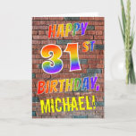 [ Thumbnail: Graffiti Inspired Rainbow Look Happy 31st Birthday Card ]