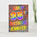 [ Thumbnail: Graffiti Inspired Rainbow Look Happy 35th Birthday Card ]