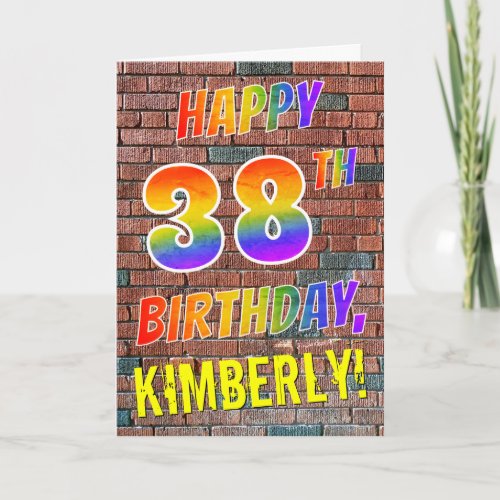 Graffiti Inspired Rainbow Look HAPPY 38TH BIRTHDAY Card