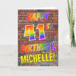 [ Thumbnail: Graffiti Inspired Rainbow Look Happy 41st Birthday Card ]