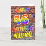 [ Thumbnail: Graffiti Inspired Rainbow Look Happy 46th Birthday Card ]