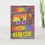 [ Thumbnail: Graffiti Inspired Rainbow Look Happy 47th Birthday Card ]
