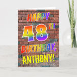 [ Thumbnail: Graffiti Inspired Rainbow Look Happy 48th Birthday Card ]