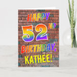 [ Thumbnail: Graffiti Inspired Rainbow Look Happy 52nd Birthday Card ]