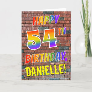 Graffiti Inspired Rainbow Look HAPPY 54TH BIRTHDAY Card