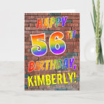[ Thumbnail: Graffiti Inspired Rainbow Look Happy 56th Birthday Card ]