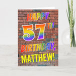 [ Thumbnail: Graffiti Inspired Rainbow Look Happy 57th Birthday Card ]