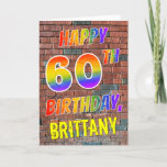 [ Thumbnail: Graffiti Inspired Rainbow Look Happy 60th Birthday Card ]