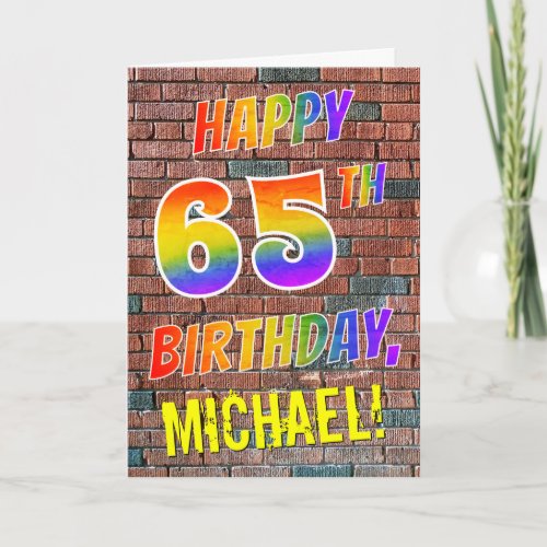 Graffiti Inspired Rainbow Look HAPPY 65TH BIRTHDAY Card