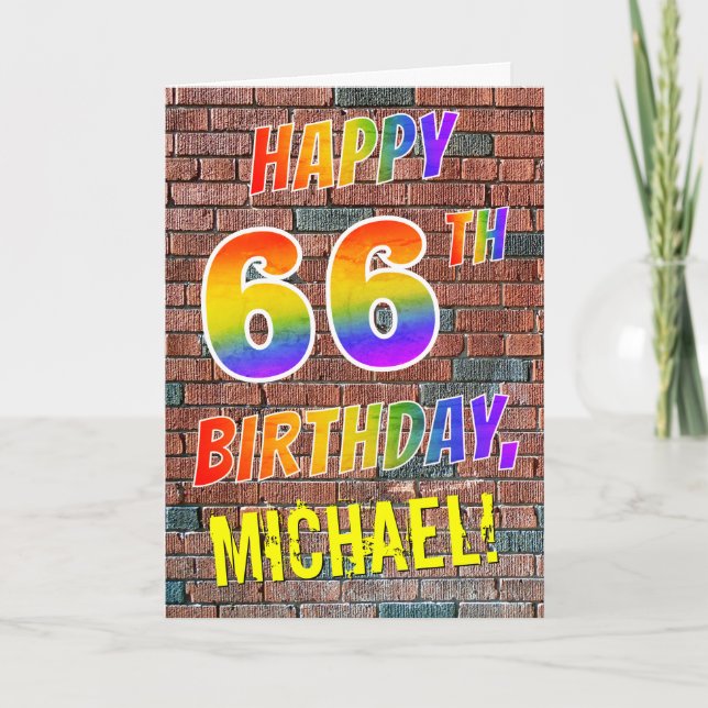 Graffiti Inspired Rainbow Look HAPPY 66TH BIRTHDAY Card (Front)
