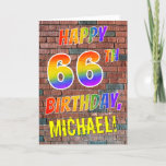 [ Thumbnail: Graffiti Inspired Rainbow Look Happy 66th Birthday Card ]