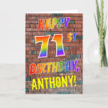 [ Thumbnail: Graffiti Inspired Rainbow Look Happy 71st Birthday Card ]