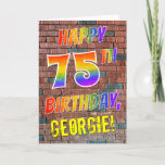 [ Thumbnail: Graffiti Inspired Rainbow Look Happy 75th Birthday Card ]