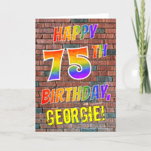 Graffiti Inspired Rainbow Look HAPPY 75TH BIRTHDAY Card