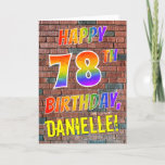 [ Thumbnail: Graffiti Inspired Rainbow Look Happy 78th Birthday Card ]