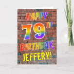 [ Thumbnail: Graffiti Inspired Rainbow Look Happy 79th Birthday Card ]