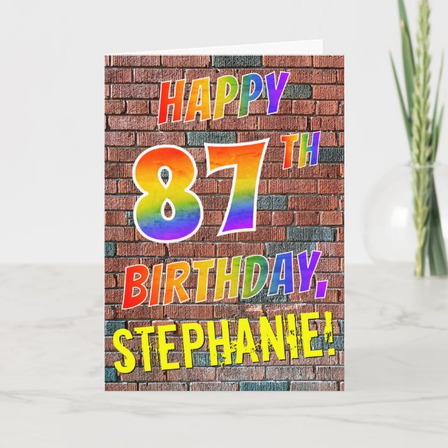Graffiti Inspired Rainbow Look HAPPY 87TH BIRTHDAY Card (Front)