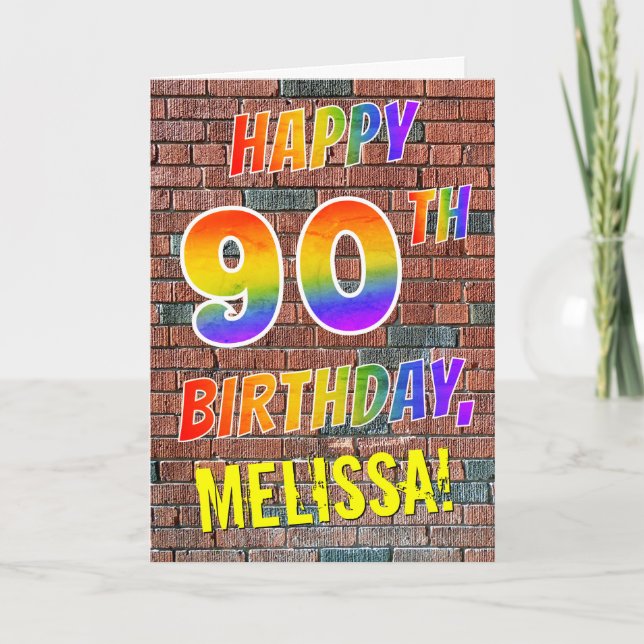 Graffiti Inspired Rainbow Look HAPPY 90TH BIRTHDAY Card (Front)
