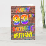 [ Thumbnail: Graffiti Inspired Rainbow Look Happy 93rd Birthday Card ]