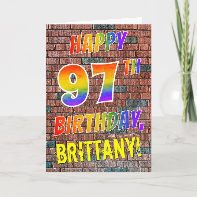 Graffiti Inspired Rainbow Look HAPPY 97TH BIRTHDAY Card (Front)