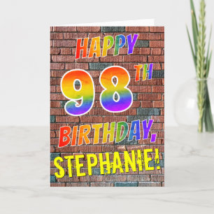 Graffiti Inspired Rainbow Look HAPPY 98TH BIRTHDAY Card